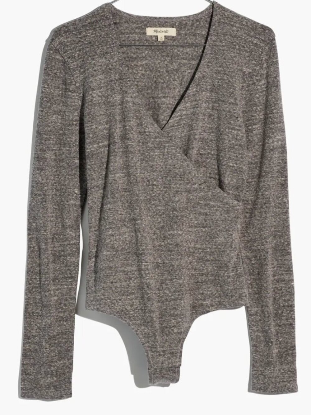 Madewell Wrap Thong Bodysuit in Heather Smoke